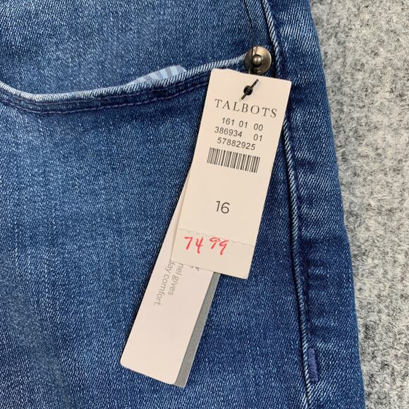 Talbots Jeans Women 16 Blue Denim Crop Length Jegging High Waist Skinny Stretch - Picture 5 of 11